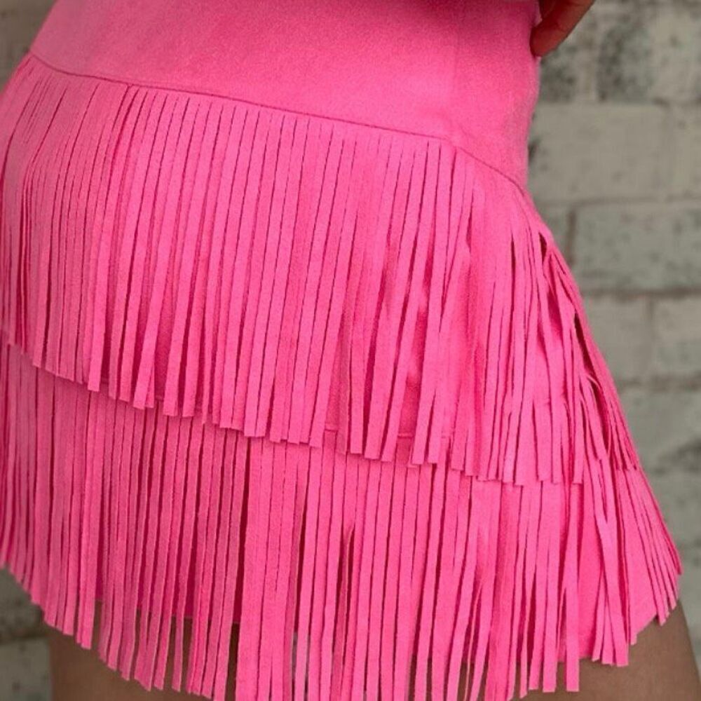 Fort Worth Womens Fringe Western Skirt Pink Size New - Picture 7 of 12
